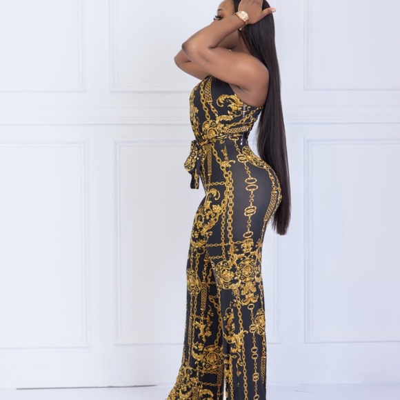 Bella Chain Link One Shoulder Jumpsuit - Picture 3 of 8